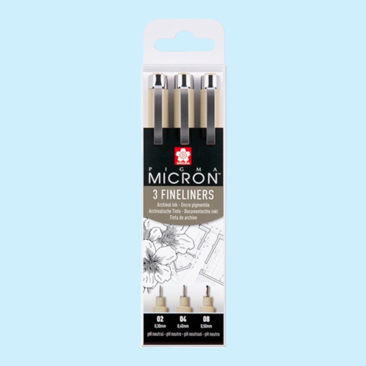 Sakura Fineliner Pigma Micron Schwarz, 3 Stück