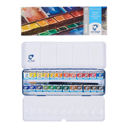 Van Gogh watercolor set in a metal box with 24 colors 1/2 pans