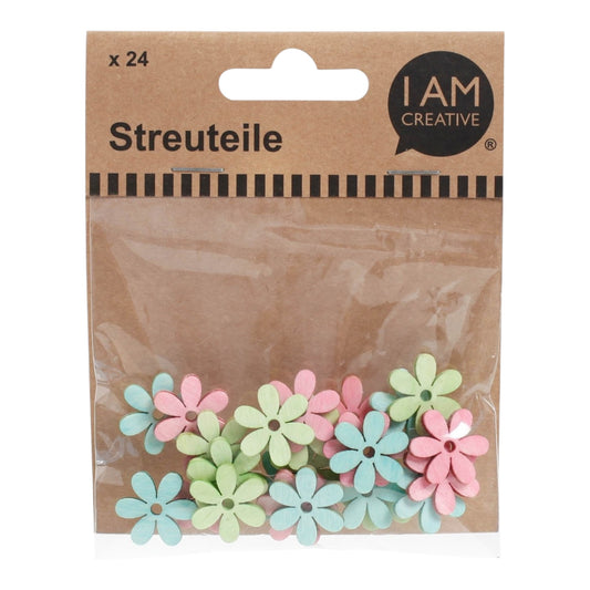 I AM Creative Streuteile Blume pastell, 24 Stück, ca. 2–3 cm, pastell-mix
