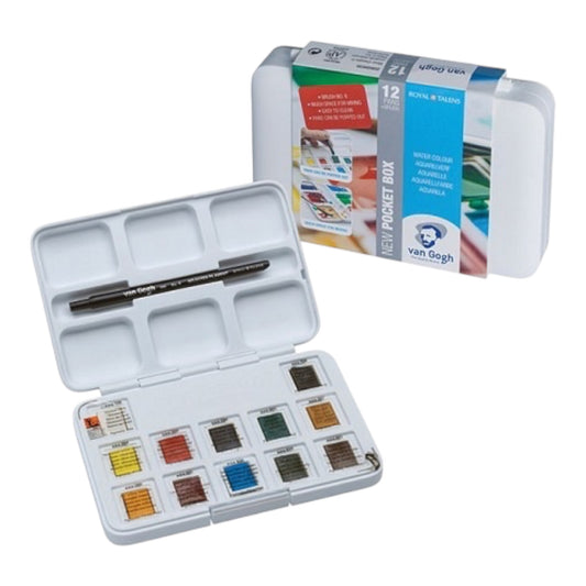 Van Gogh Pocket Box Aquarell – 12 halbe Näpfchen + Pinsel