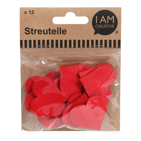 I AM Creative Streuteile Herz rot, 12 Stück