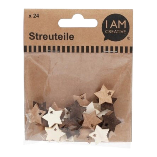 I AM Creative Streuteile Stern 2 cm, naturmix, 24 Stück