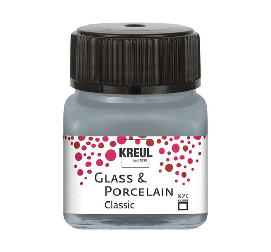 Kreul Glass & Porcelain Classic-Metallic, Porzellan und Glasfarbe Deckend Silber 16246