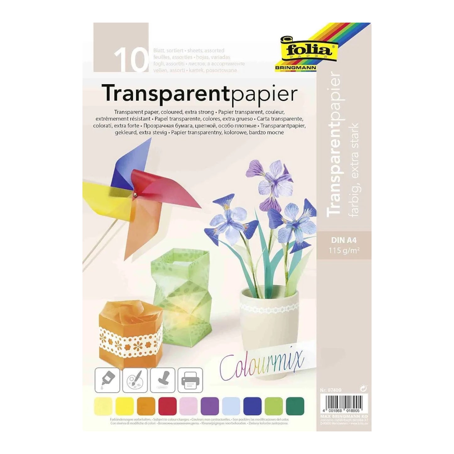 Folia Tracing Paper Colored A4 115 g/m², 20 Sheets 