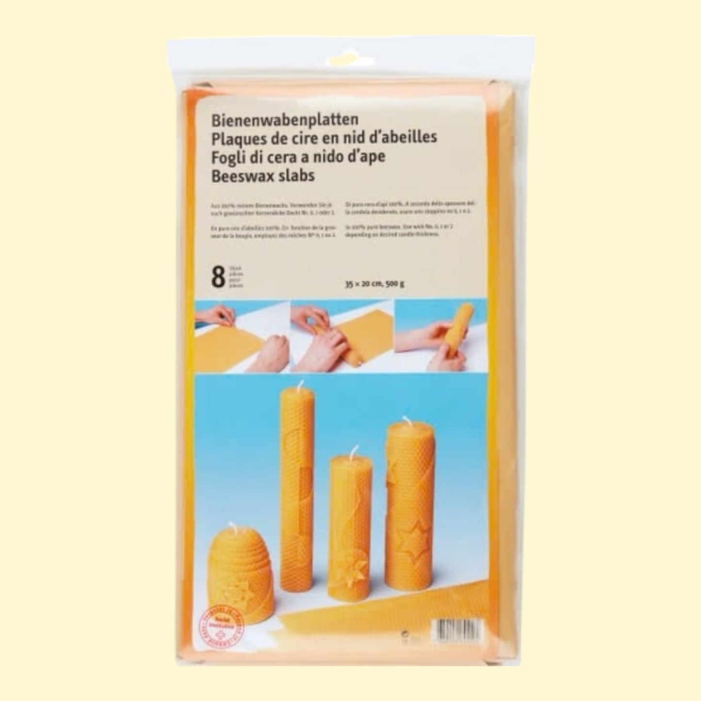 Bienenwabenplatten für Kerzen , 8 Stück