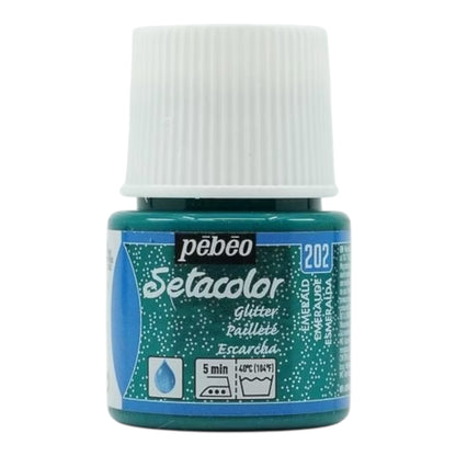 Pébéo Setacolor Glitter Textilfarbe – Smaragdgrün 202 , 45 ml