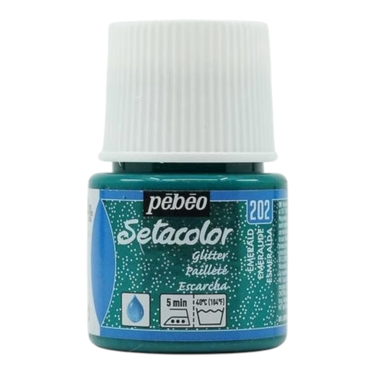 Pébéo Setacolor Glitter Textilfarbe – Smaragdgrün 202 , 45 ml