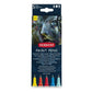 Derwent Paint Pen Set No. 1 Lemon Yellow Scarlet Red Primary Red Ocean Blue Mint Green