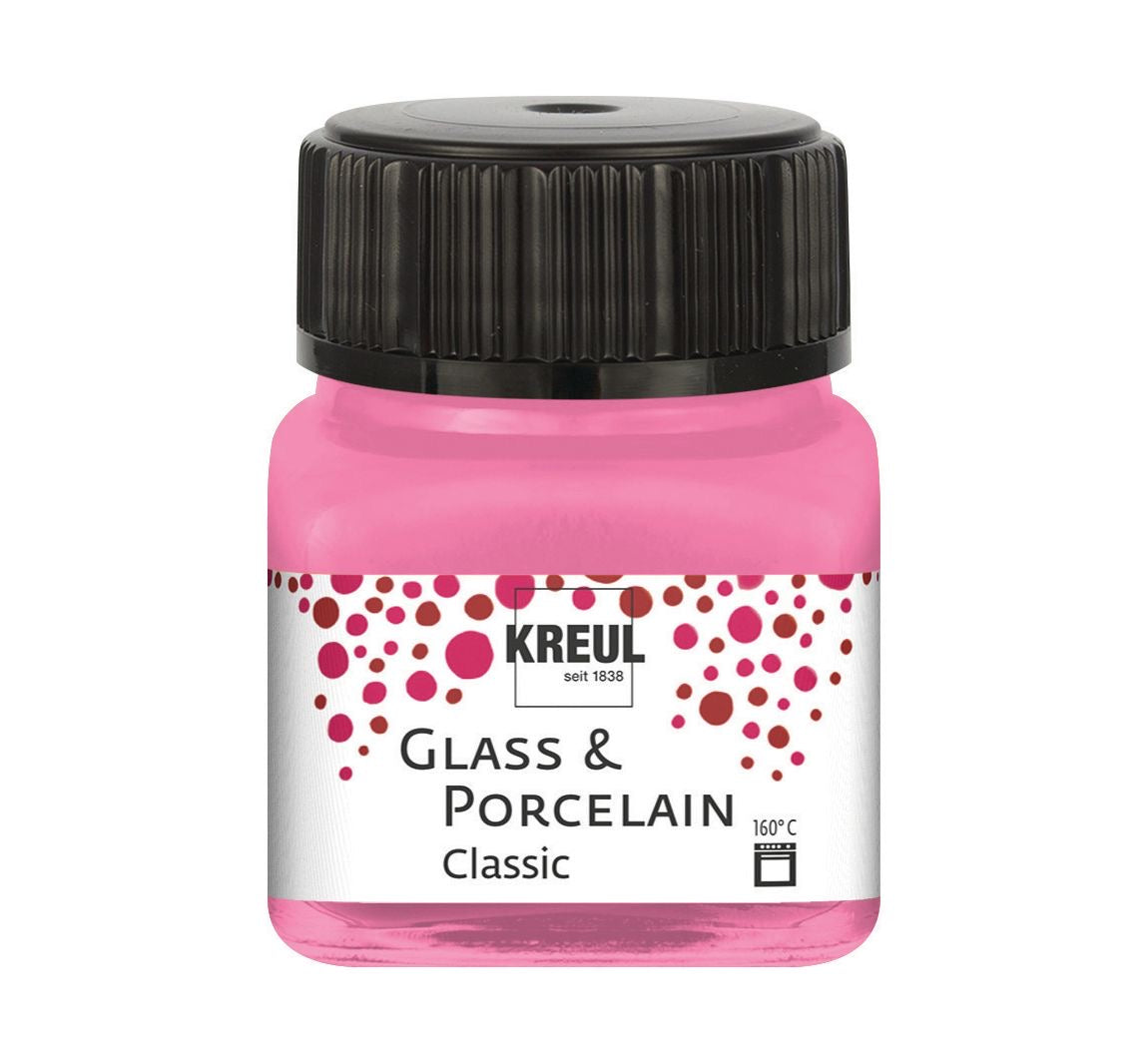 Kreul Glass &amp; Porcelain Classic, Porcelain and Glass Paint Opaque Pink 16209