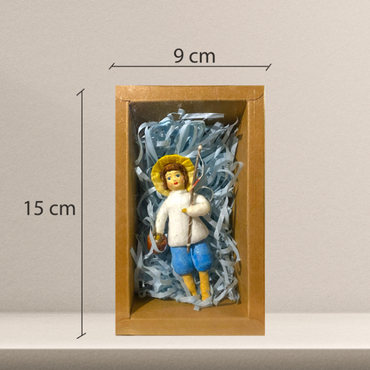 Weihnachtspuppe Junge mit Angelrute