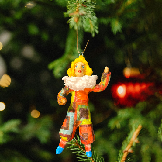 Weihnachtspuppe Clown im quadratischen Kostüm