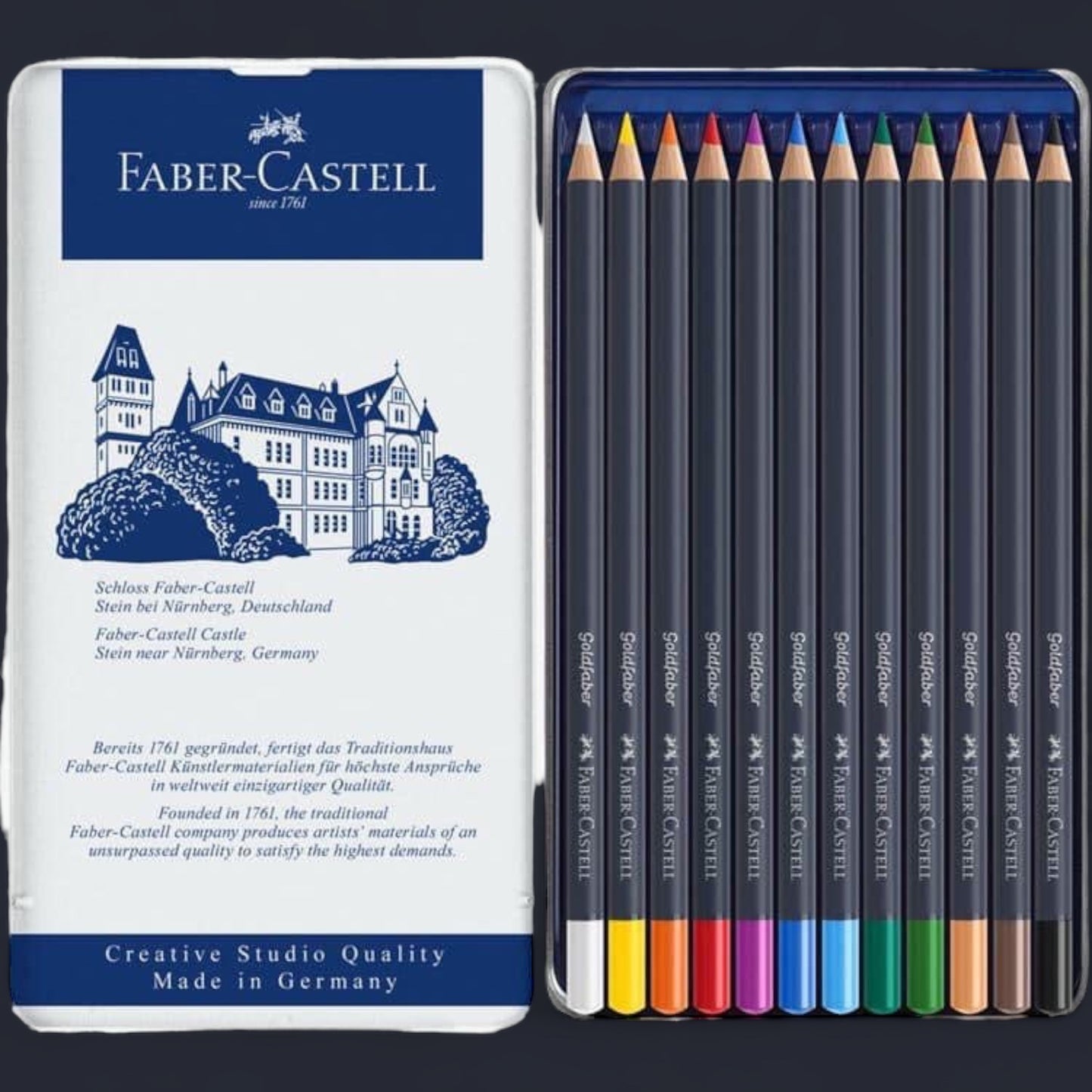 Faber Castell Goldfaber Colored Pencils 12-pack metal case 