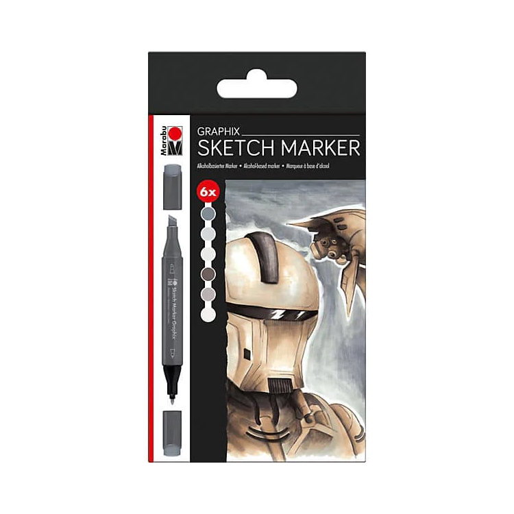 Marabu Sketch Marker Graphix Alpha Robot, 6er-set