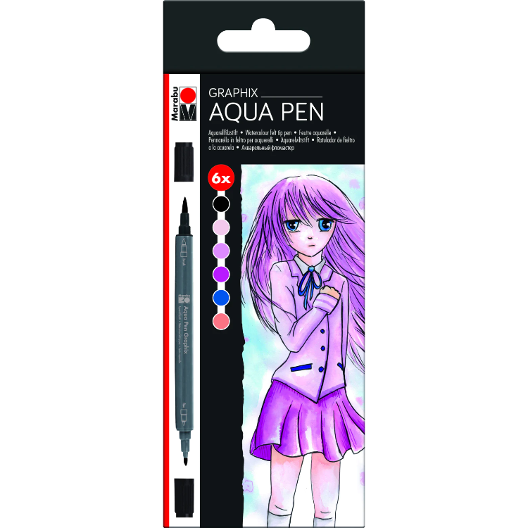 Marabu Aqua Pen Graphix 6er  MAKE MANGA