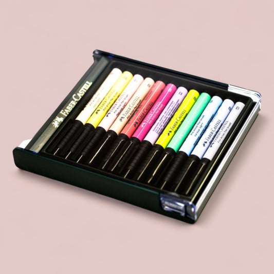 Faber Castell Pitt Artist Pen Brush ink pen, case of 12, pastel shades