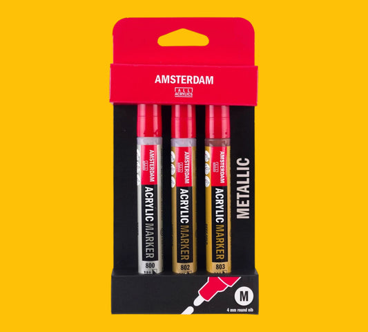 Amsterdam Acrylic Marker Set 3 X4 Mm Metallic